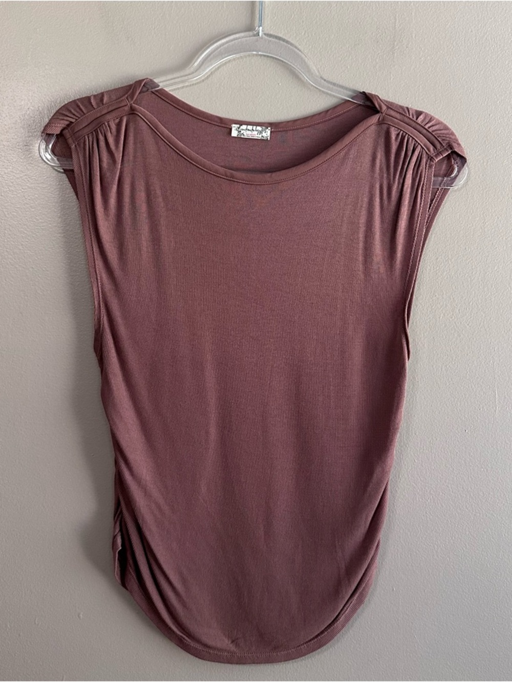 Intimately Free People Brown Stretch Yoga Shirt Womens Medium Neutral Fitted
